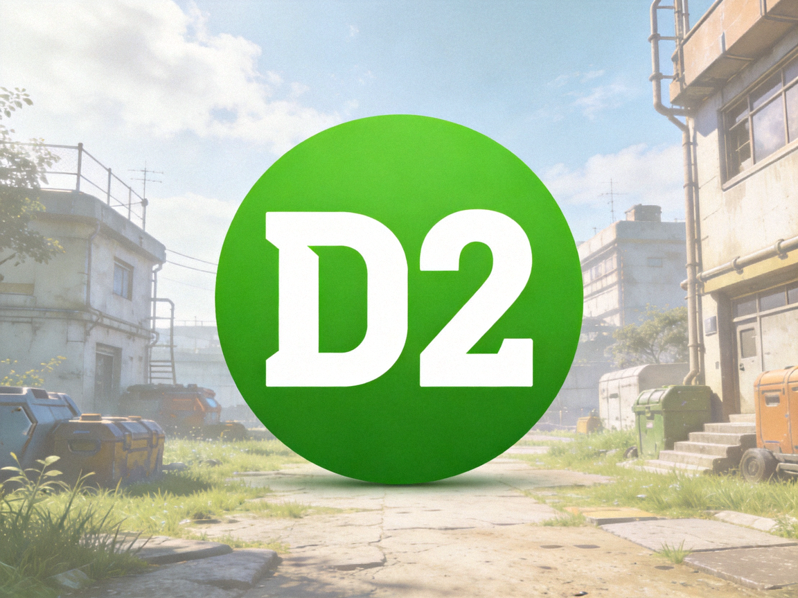 DOTA2 刀塔2游戏图标，绿色圆形背景配白色D2字母